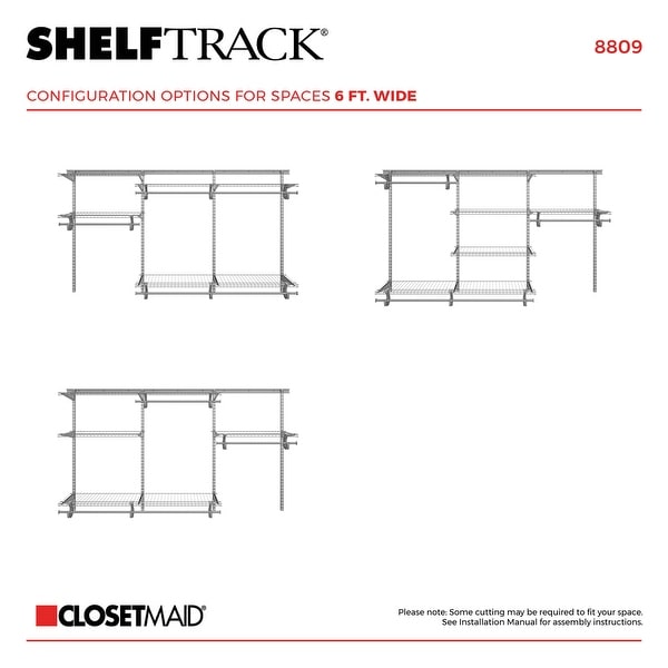 ClosetMaid ShelfTrack 60-96 Inch Wide Wire Closet Organizer - Bed