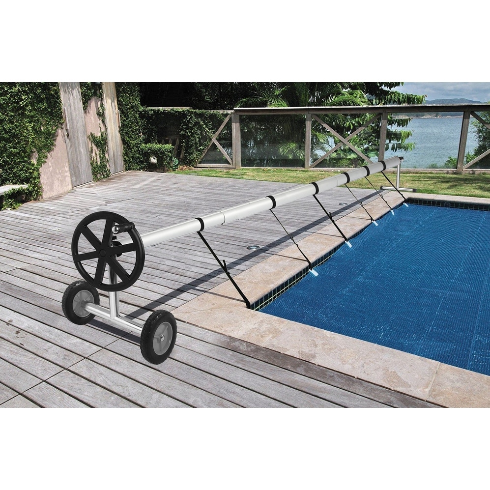 18 Ft Aluminum Inground Solar Cover Swimming Pool Cover Reel - On