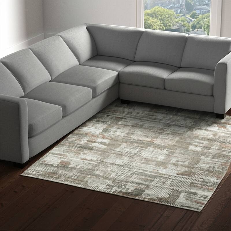 HomeRoots Abstract Industrial Rectangle Area Rug - 120.00 in. x 93.00 in.  x 0.47 in.