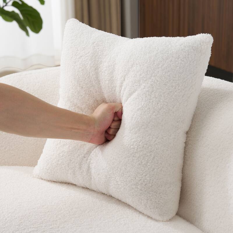 Cloud-like Curved Loveseat Sofa Teddy Fabric Compression Couch