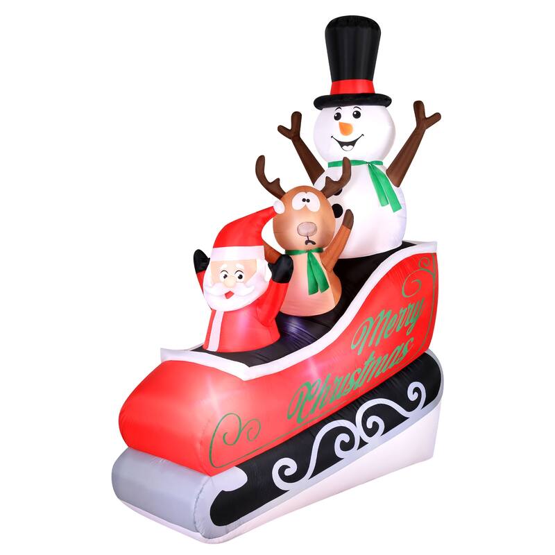Occasions Airflowz Inflatable Santa Sleigh Ride, 8 ft Tall, Red