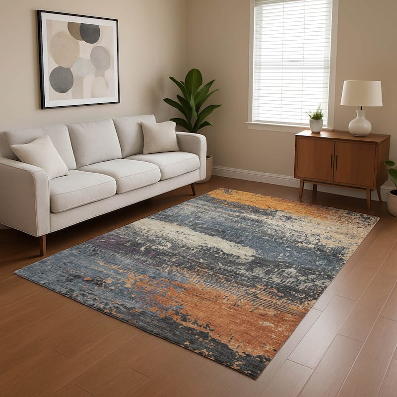 Premium Washable Super Soft Abstract Modern Mayfield Rug - Blue - 9' x 12'