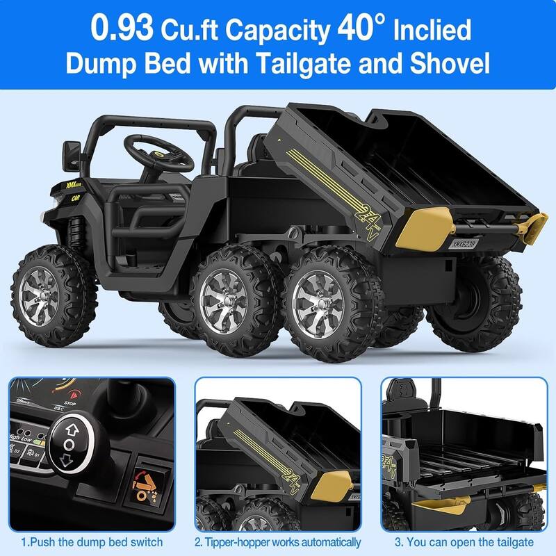 24V 2 Seater Ride On Dump Truck with Remote Control Electric UTV Car