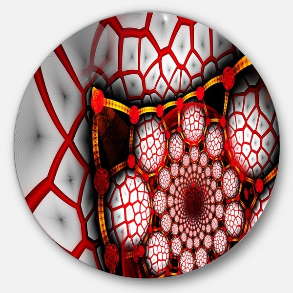Designart 'Unique Light Red Fractal Design Pattern' Abstract Large Disc ...