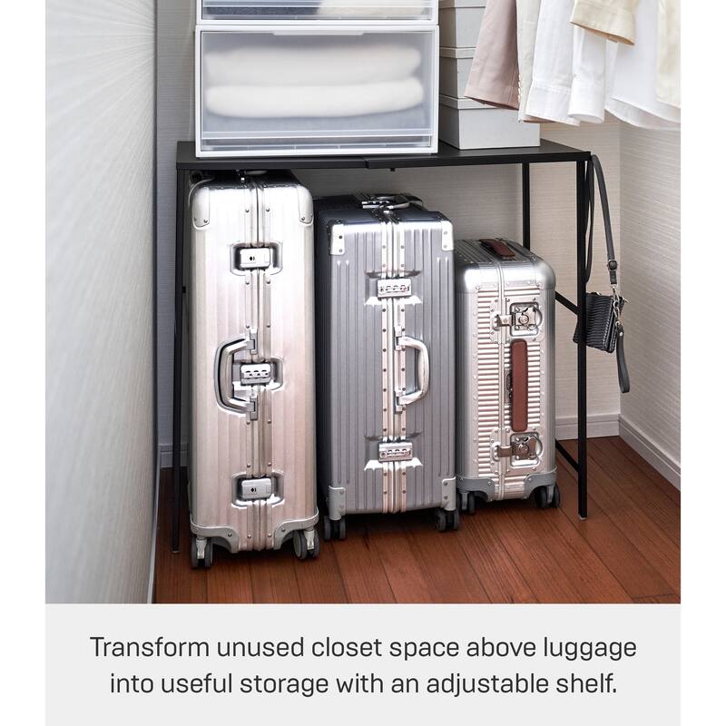 Yamazaki Home Expandable Suitcase Rack, Steel, Expandable - L 18.9 x W 36.22 x H 33.46 inches