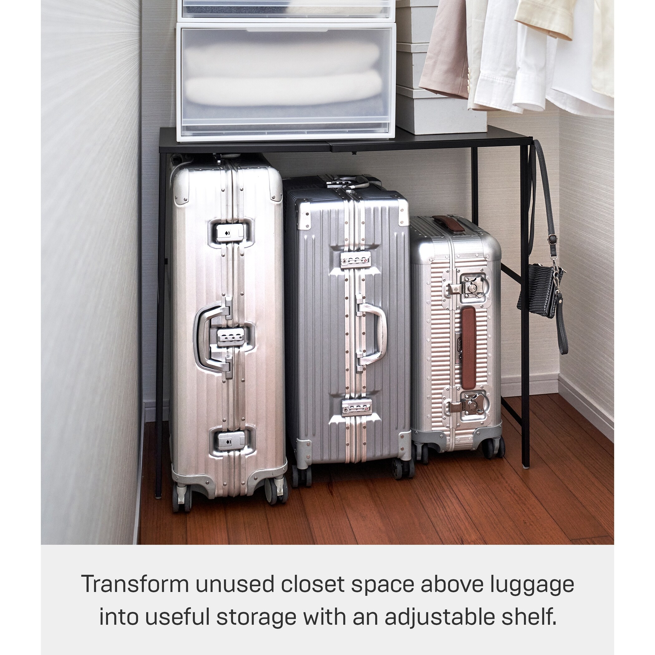 Yamazaki Home Expandable Suitcase Rack, Steel, Expandable - L 18.9