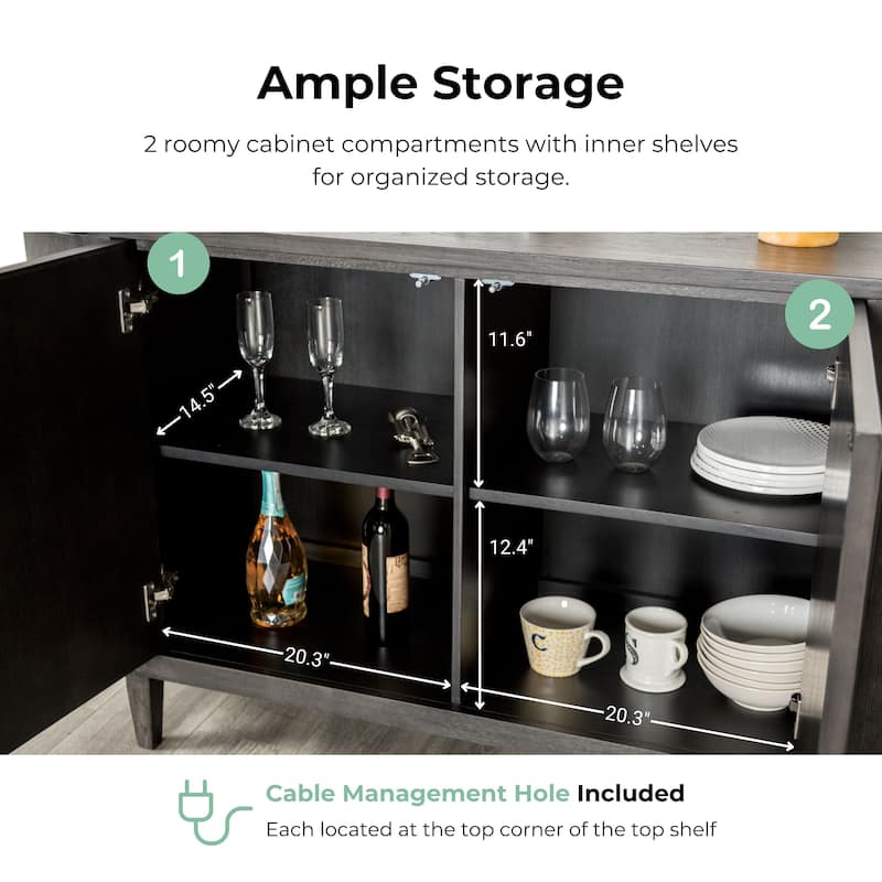 Furniture of America Piez Modern Ash Grey Wood 4-Shelf 2-Door Dining Server