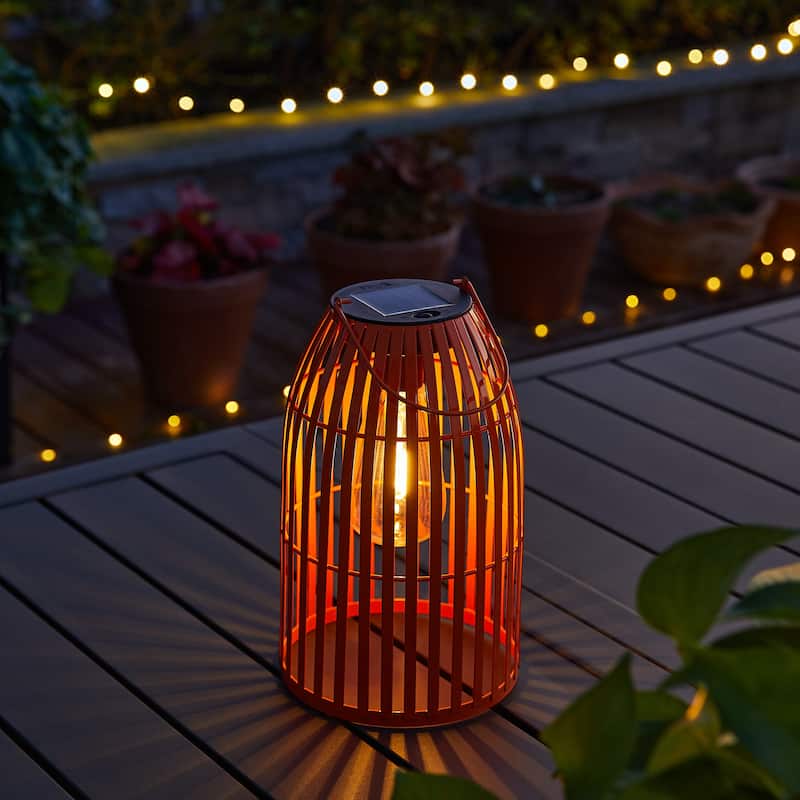 Glitzhome 9.75"H Metal Woven Solar Powered Outdoor Hanging Lantern