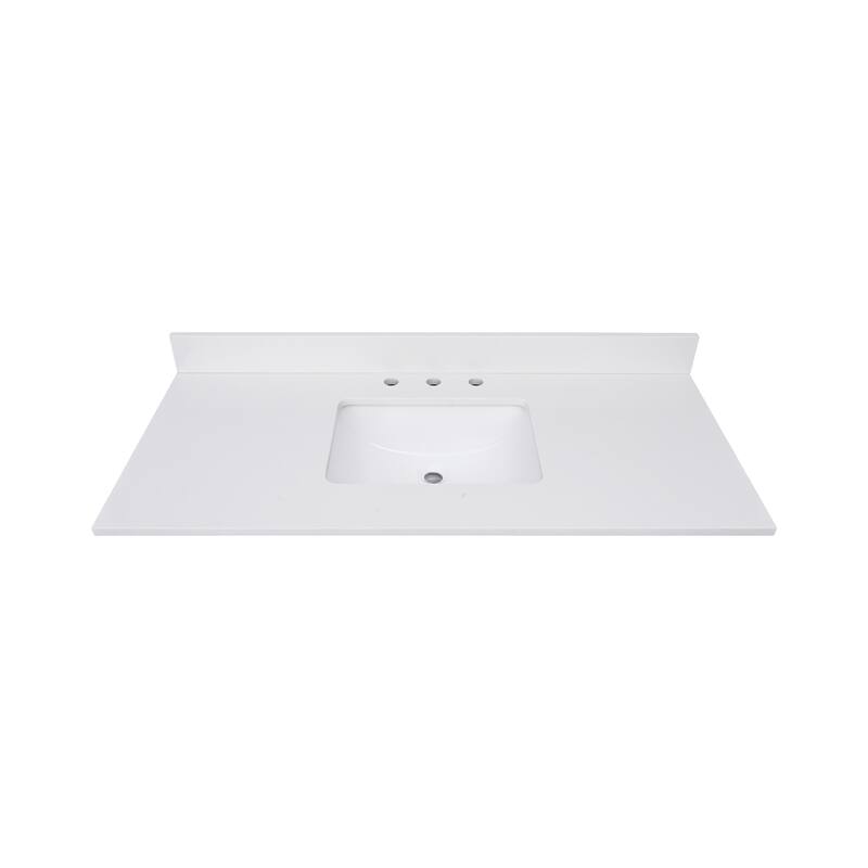 Avanity Quartz Vanity Top with Rectangular Undermount Sinks - 43" Single Sink - Everest White