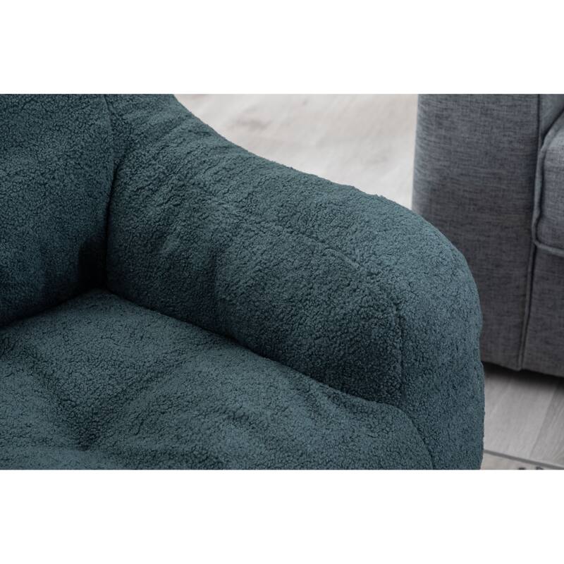 Anmytek Plush Comfy Tufted Teddy Fabric Foam Bean Bag Chair for Living Room Bedroom