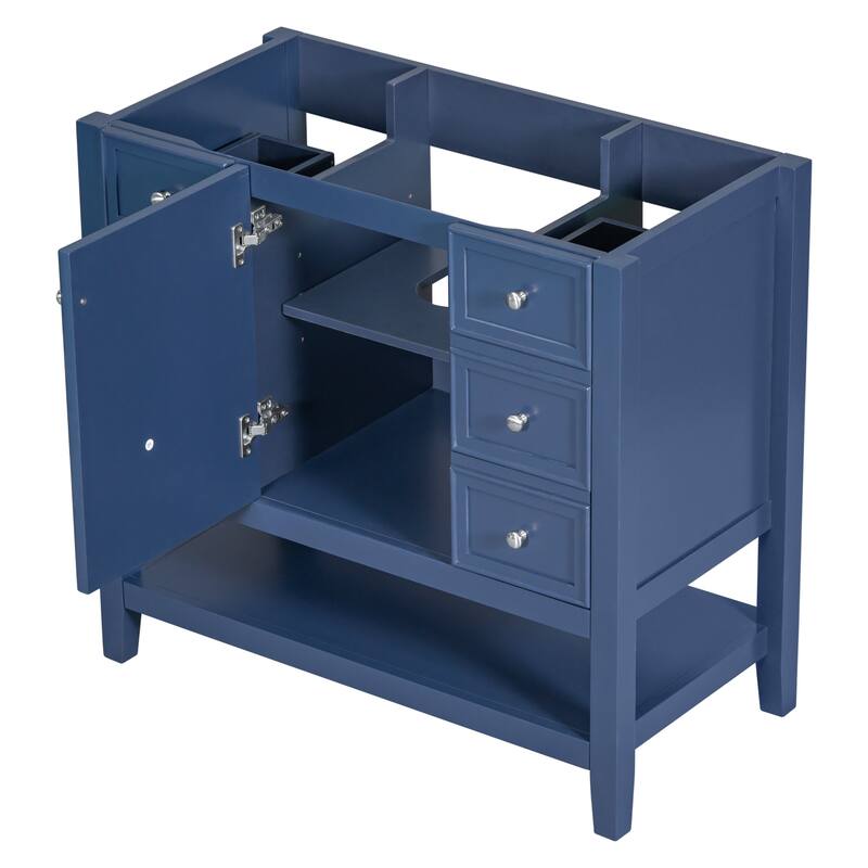 Roomfitters 36" Bathroom Vanity without Sink, Cabinet Base Only, 1 Cabinet and 3 Drawers, Freestanding Storage Unit