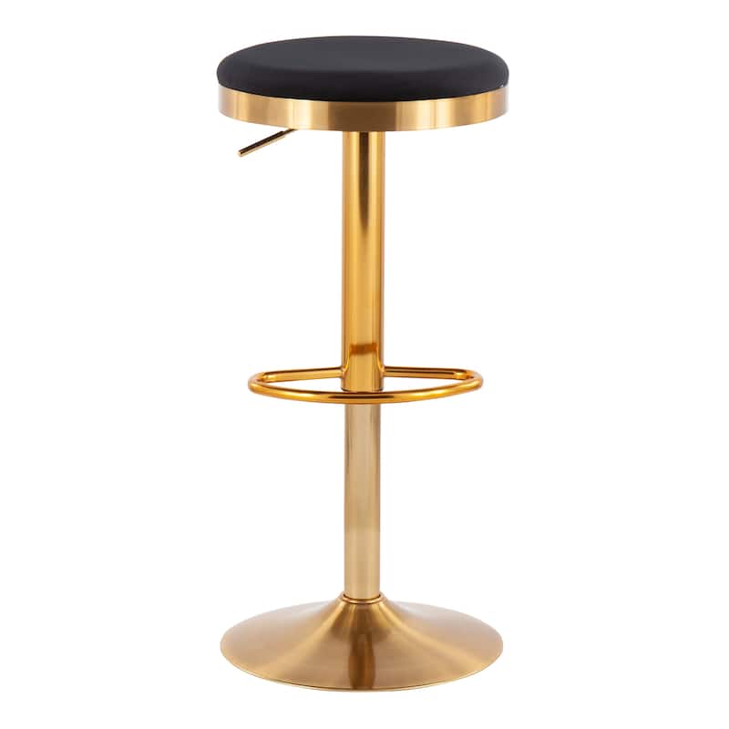 Lumisource Dakota Barstool in Gold Steel and White Leather - Set of 2 - 15"Lx15"Wx23-31.75"H