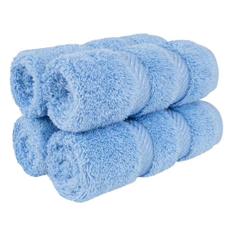 American Soft Linen Premium 100% Cotton 4-Piece Washcloth Set - Sky Blue