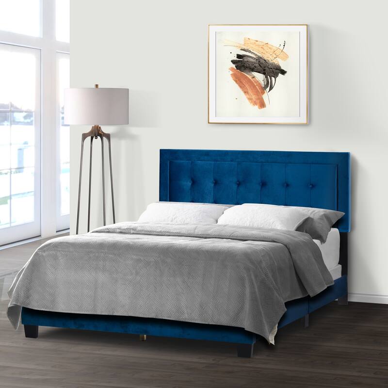 Austin Fabric Queen Bed with Button Tufting and Stitching
