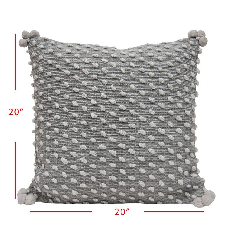 Foreside Home & Garden 20x20" Woven Gray Polyester w/Poly Fill Pillow - 20X20