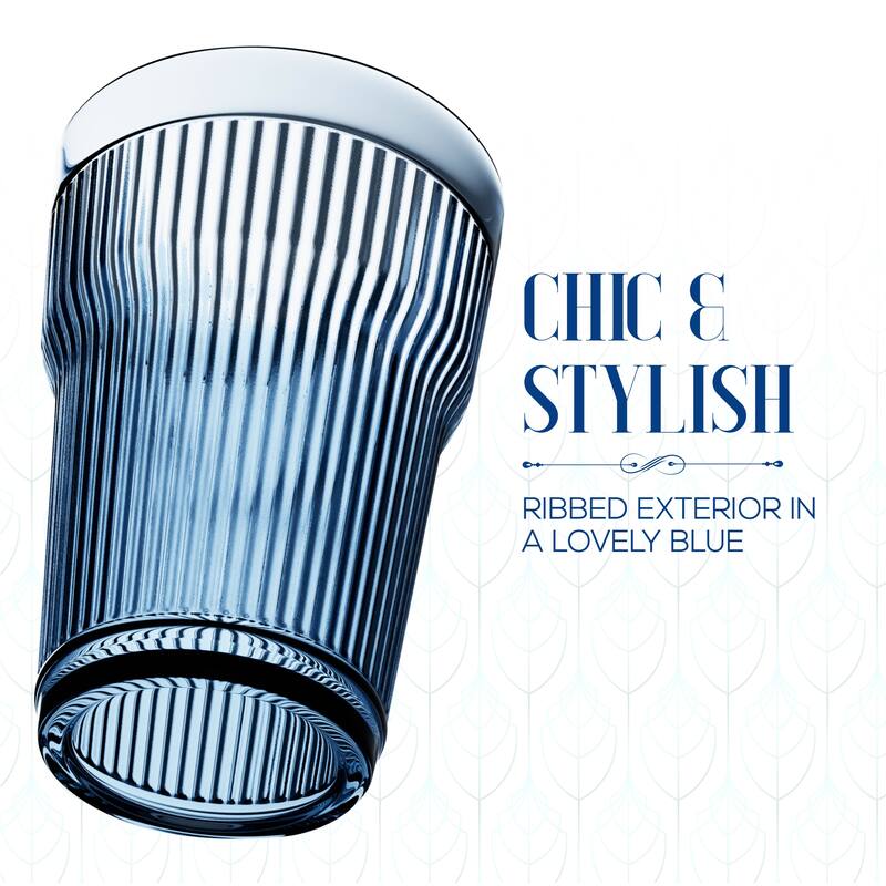 Elle Decor Acrylic Ribbed Water Tumblers Set of 4 - 14 oz.