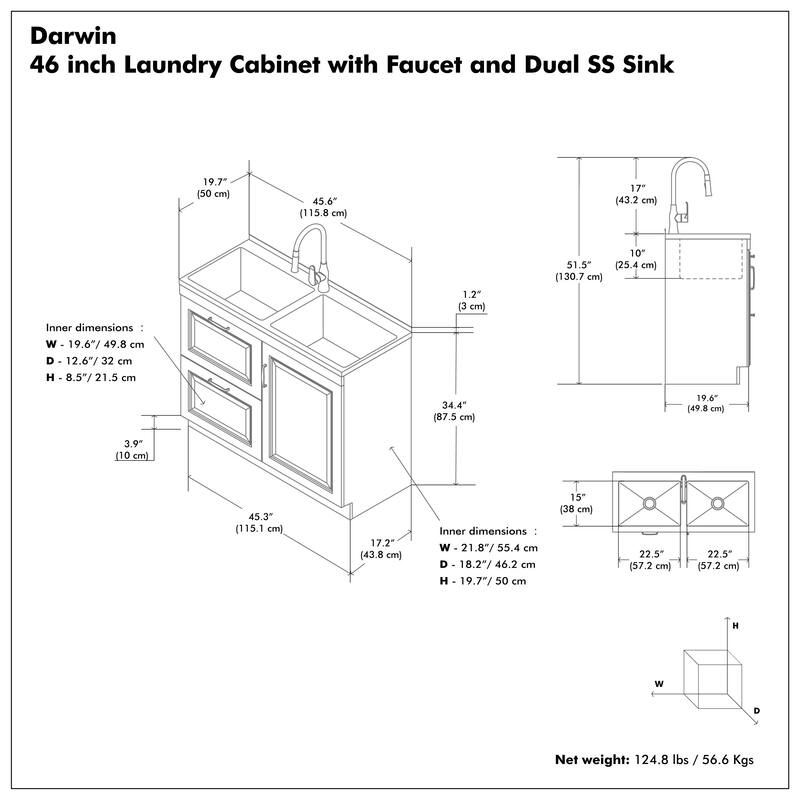 WYNDENHALL Gregg 20-inch Utility Sink & Cabinet