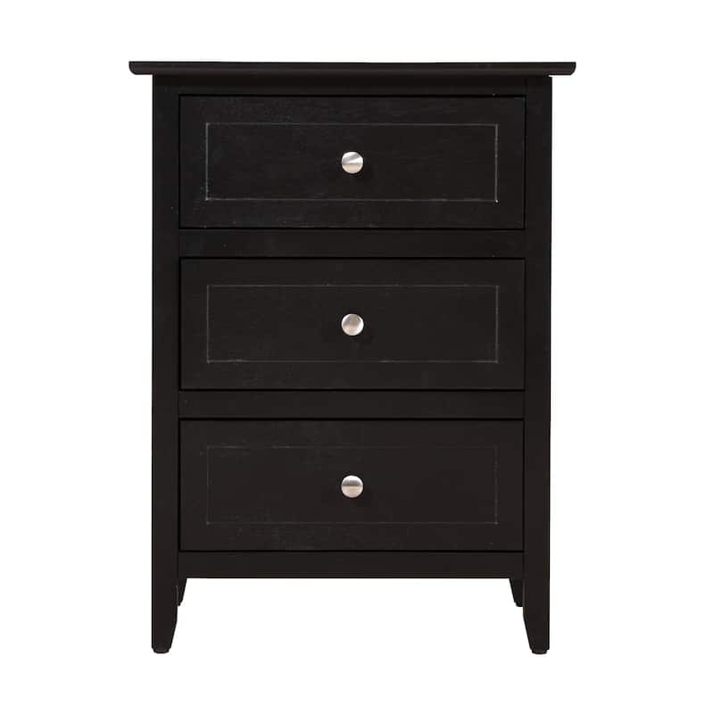 3-Drawer Wood Nightstand - 25" - Black