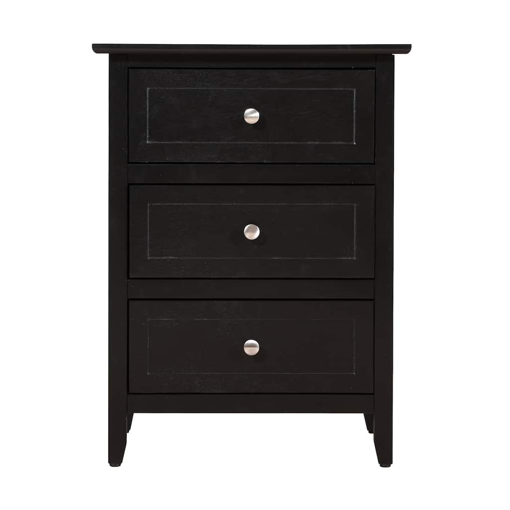 3-Drawer Wood Nightstand - 25" - Black