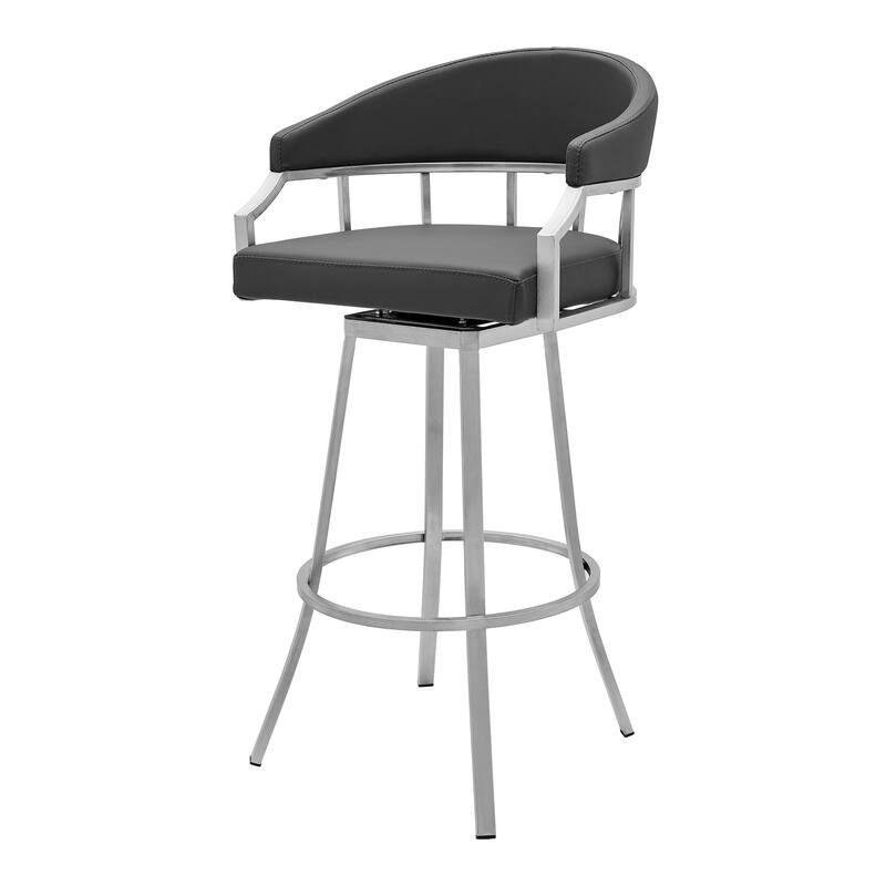Faux Leather Swivel Bar Chair with Iron Frame and Footrest
