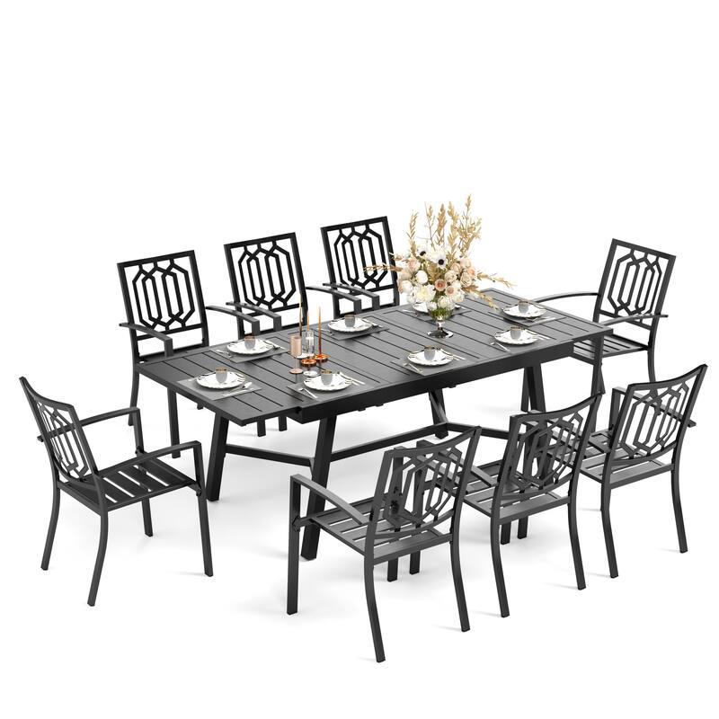 MAISON ARTS 7/9-Piece Outdoor Dining Table Sets with Expandable Rectangular Metal Dining Table & 6/8 Dining Chairs
