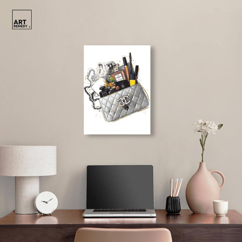 Grey Treasure Bag Acrylic by Art Remedy, Ready to Hang