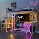 preview thumbnail 7 of 16, Twin Size Metal Loft Bed with Built-in Work Station, Wardrobe, Storage Staircase and LED, Loft Bed Frame, No Box Spring Needed