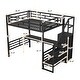 preview thumbnail 19 of 26, Full Size Metal Loft Bed with Desk, Storage Staircase and Small Wardrobe, Storage stairs can be installed left and right, White