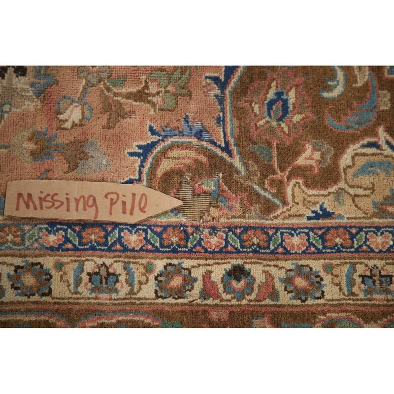 Hand Knotted Oriental 100% Wool Carpet Traditional Floral Pink Mashad Area Rug - 9' 6'' X 6' 3''