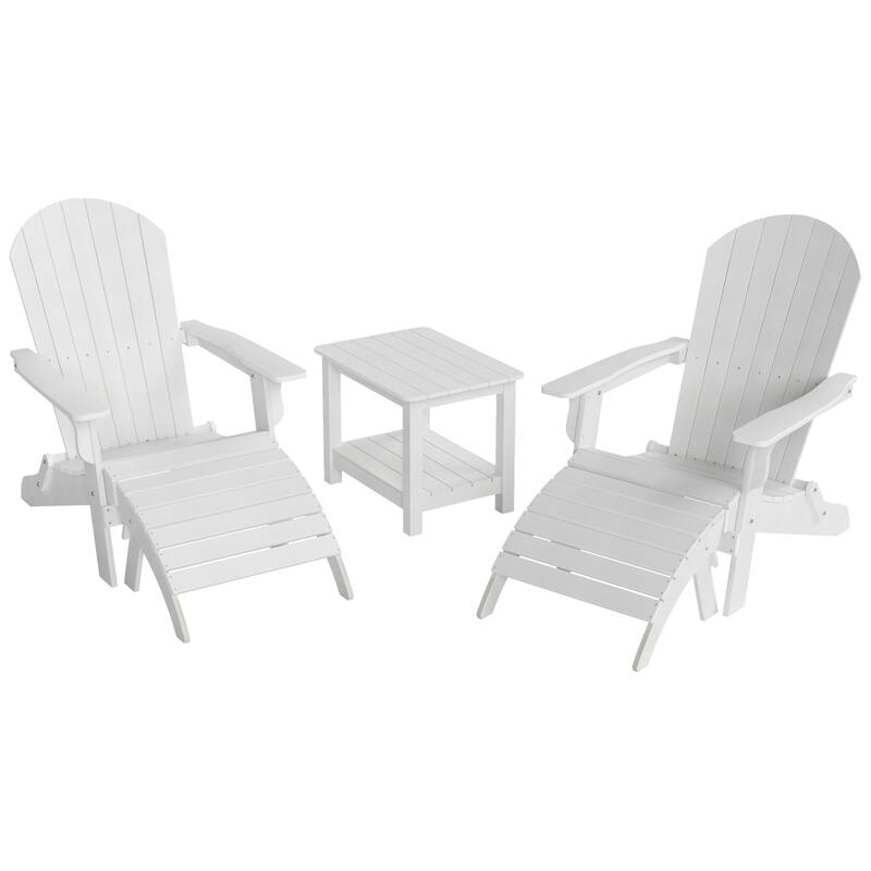 Vineyard HIPS Outdoor Folding Eco-Friendly All Weather Seashell Adirondack Chairs (5-Piece Conversation Set)