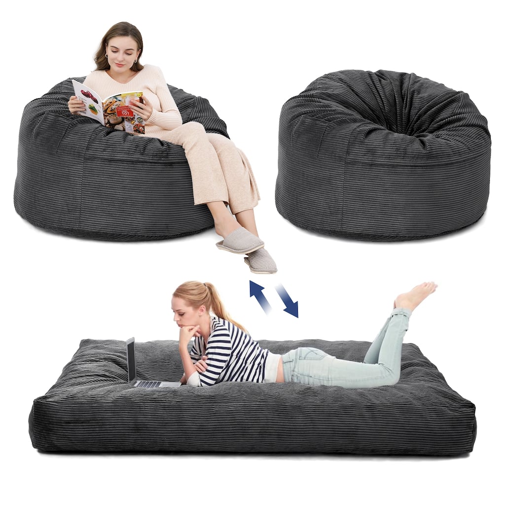 2 in 1 Bean Bag Chairs, Convertible Floor Cushions for Living Room Bedroom