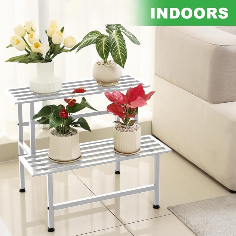 Metal Plant Stand Outdoor Plant Shelf Indoor - 26 x 17.75 x 20.25 inches