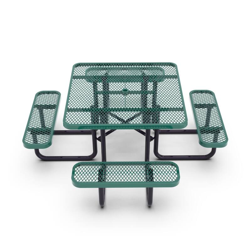 Commercial Grade Expanded Mesh Metal Outdoor Picnic Table - 79.75"D x 79.75"W x 28.75"H