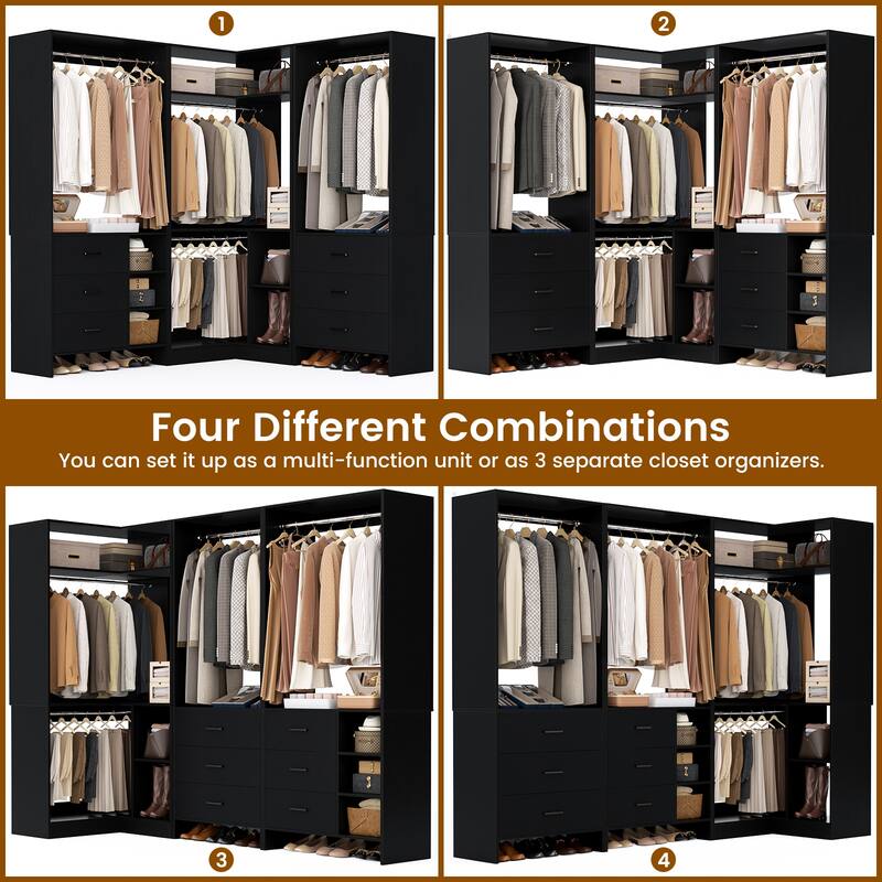 Cimly Set of 3 Freestanding Corner Closet System, Space-saving Closet Organizer for Walk-in/ Reach-in Closet