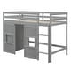 preview thumbnail 13 of 34, Twin Size Loft Bed with Built-in Storage Wardrobe & 2 Windows, Wooden Bed Frame w/Ladder & Safety Guardrail for Boys & Girls