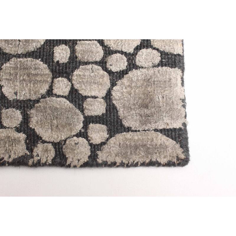 ECARPETGALLERY Hand Loomed Elysian Light Grey Viscose, Wool Rug - 4'11 x 7'0