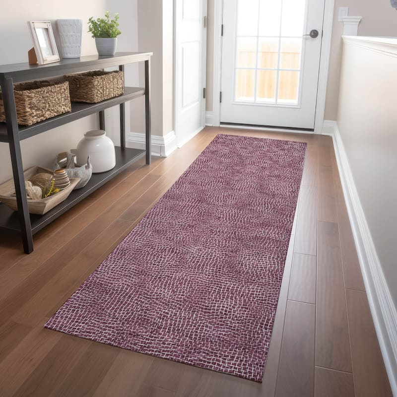 Machine Washable Indoor/ Outdoor Solid Modern Chantille Rug - Eggplant - 2'3" x 7'6"
