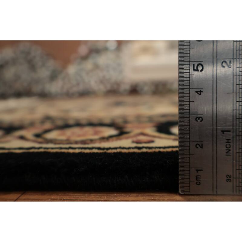 Hand Knotted Oriental 100% Wool Carpet Traditional Floral Black Aubusson Area Rug - 6' 0'' X 4' 1''