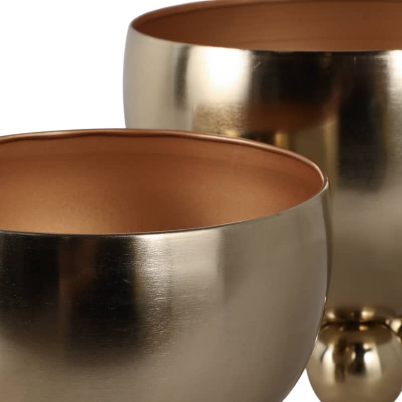 Metal Planters Modern Sleek Decorative Footed Bowl Design (Set of 2) - 10.5" x 10.5" x 9.25"
