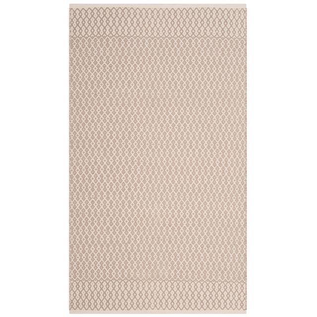 SAFAVIEH Handmade Flatweave Montauk Shamira Casual Cotton Rug - 2'3" x 4' - Ivory/Grey