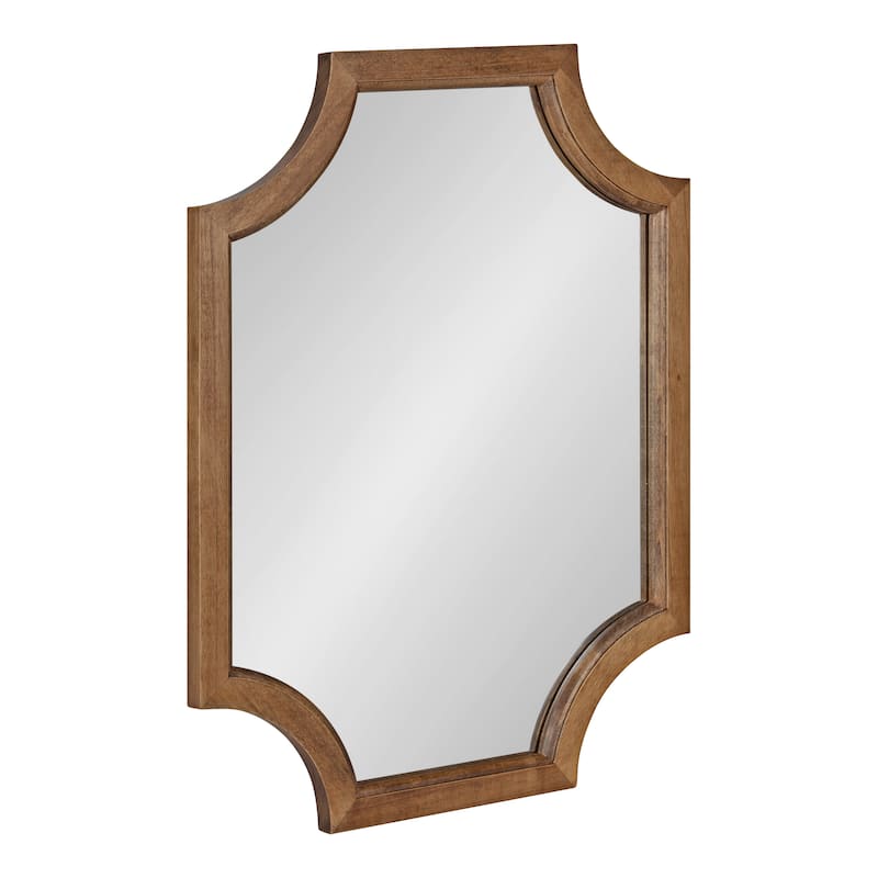 Kate and Laurel Hogan Scalloped Wood Framed Mirror - 18x24 - Rustic Brown