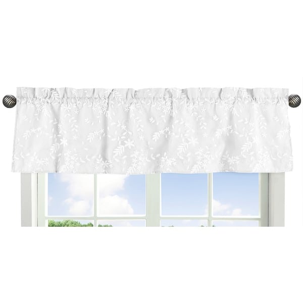 slide 2 of 3, White Floral Vintage Lace Window Curtain Valance - Solid Luxurious Elegant Princess Boho Shabby Chic Luxury Glam Flower High End