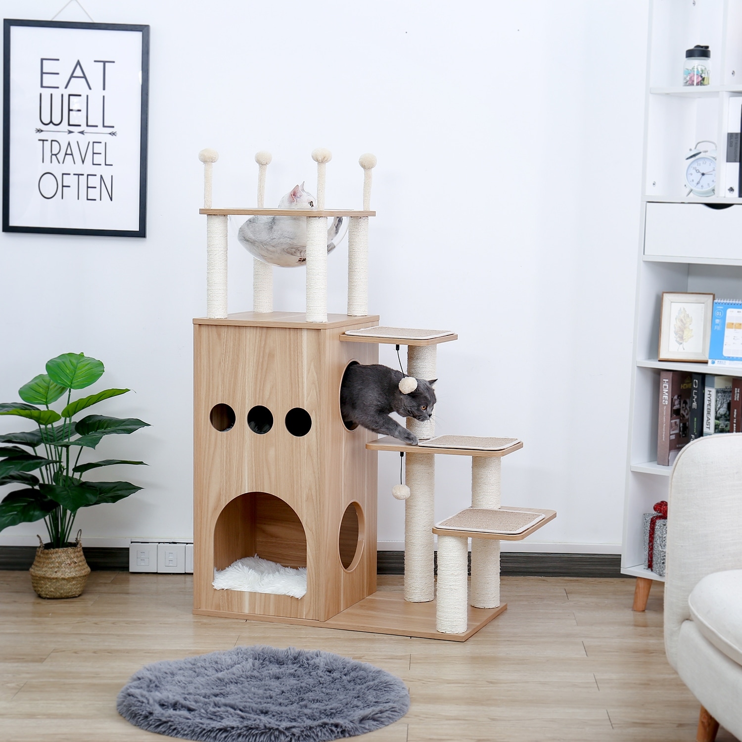 Extra Tall Sky-Castle Design Wooden Modern Luxury Cat Tree