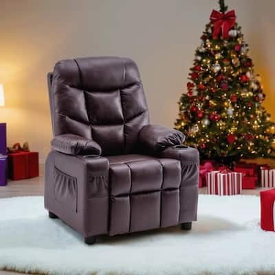 MCombo Big Kids Recliner Chair with Cup Holders - 28.3"(L)x26.0"(W)x34.2"(H)