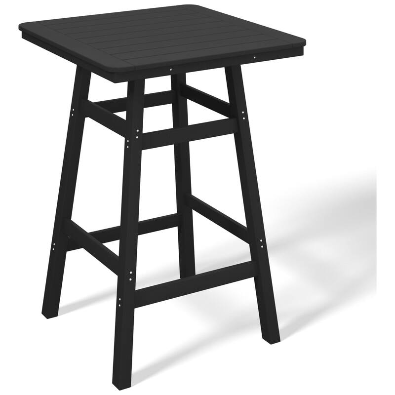 Laguna Hdpe All Weather Outdoor Patio 30" Square Bar Table - Black