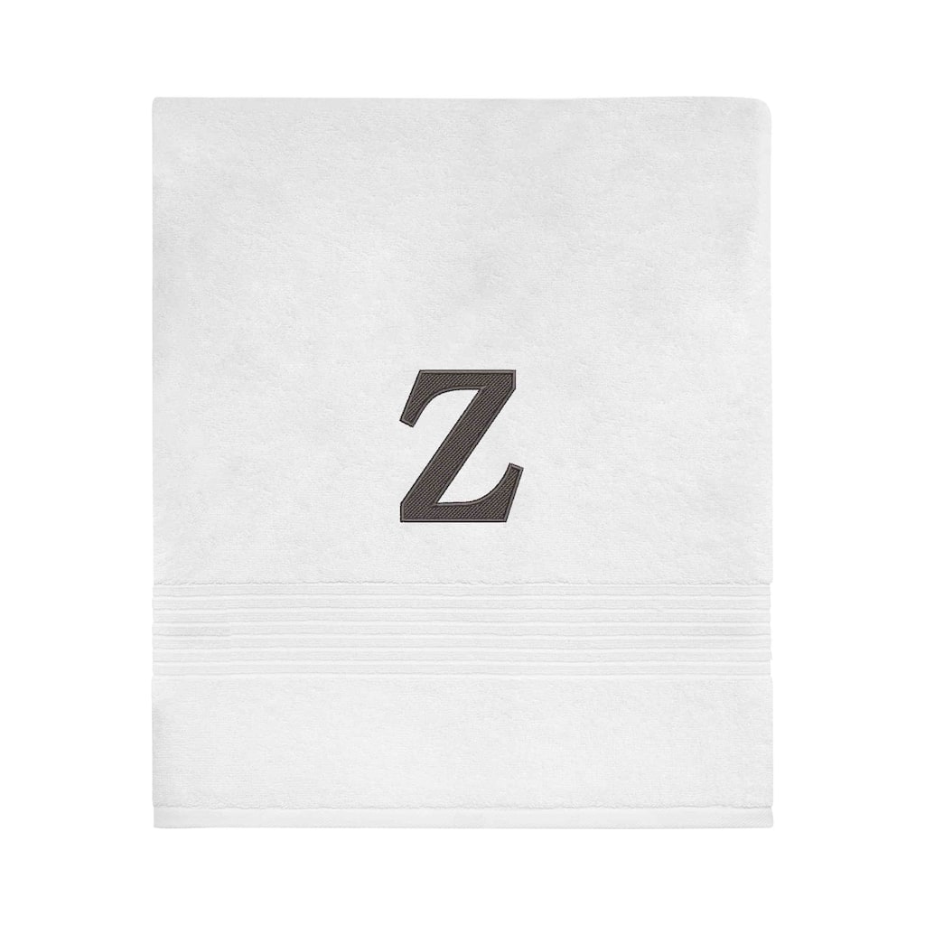Avanti Linens Wht/Gry Block Monogram Bath Towel - Bath Towel