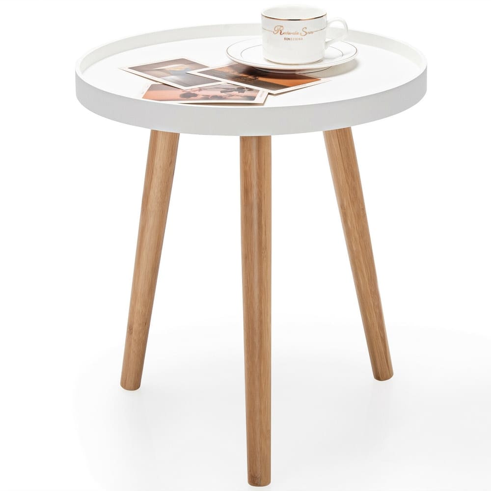 Gymax Round Side Table Sofa Coffee End Accent Table Nightstand Home - 16'' x 16'' x 17''