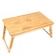 Foldable Bed Serving Tray Laptop Table Adjustable Height - 2-Flower Wood Color