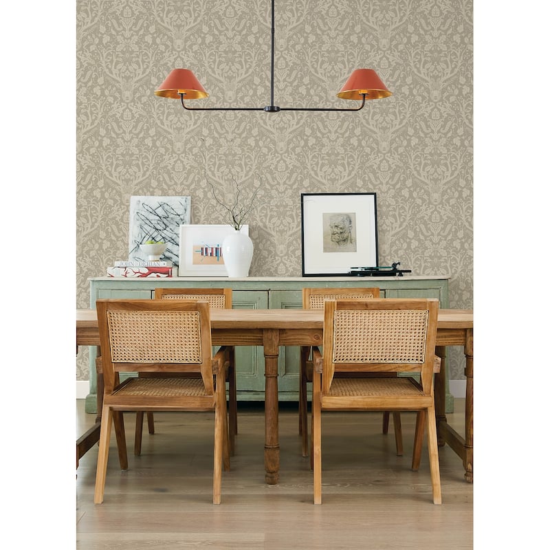 Chesapeake Kiwassa Sage Antler Damask Wallpaper