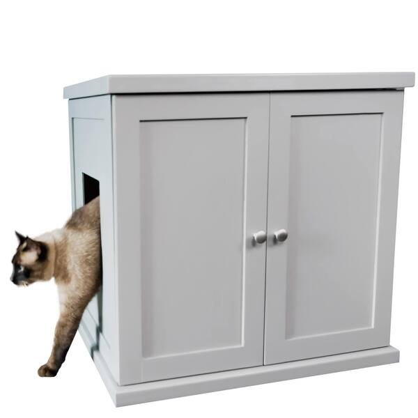 slide 2 of 20, The Refined Feline's Enclosed Litter Box Wooden End Table